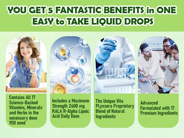 Neuropathy Supplements Liquid Drops, Advance 17-in-1 Stabilized R-Alpha Lipoic Acid (R-ALA) w. Acetyl L-Carnitine Vitamin B-Complex Magnesium, High Potency R-Lipoic Acid for Nerve Antioxidant Energy