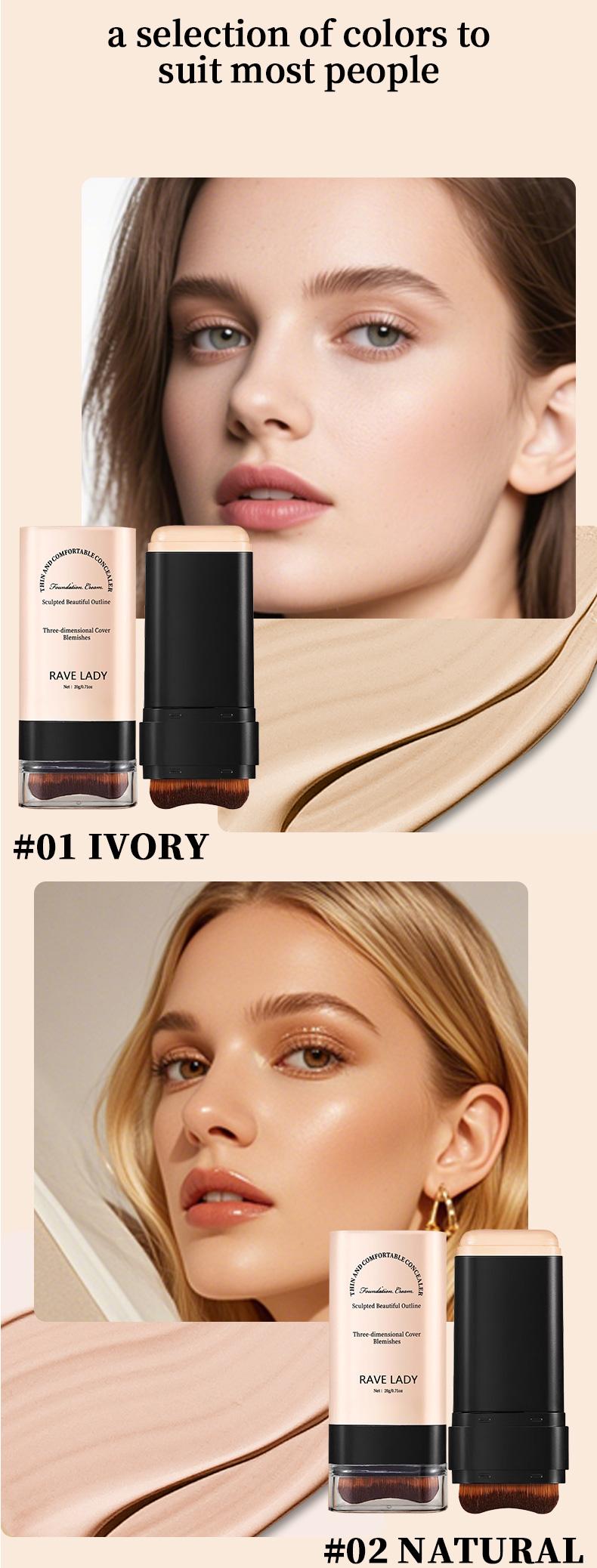 2-In-1 Concealer Foundation Stick, Covers Dark Circles, Waterproof Sweatproof Makeup, Flawless Daily Use, Long-Lasting Coverage, Concealer Foundation Hybrid