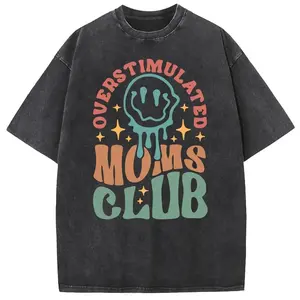 Vintage MOM'S Club Pattern T-Shirt MOM'S Day Streetwear Crewneck Graphic Tees Made In USA For Women For Men [SaffronSequin 180G/230G 100% cotton short-sleeve/hoodie, soft and comfortable]