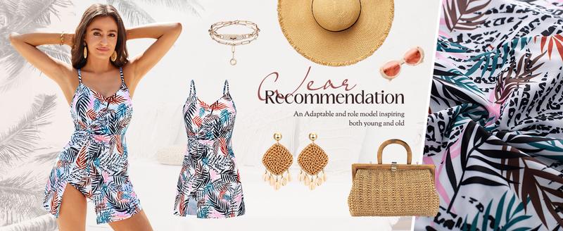 GRACE KARIN Women's One Piece Swim Dress V Neck TummyControl Swimsuit Vacation Beachwear Bathing Suit