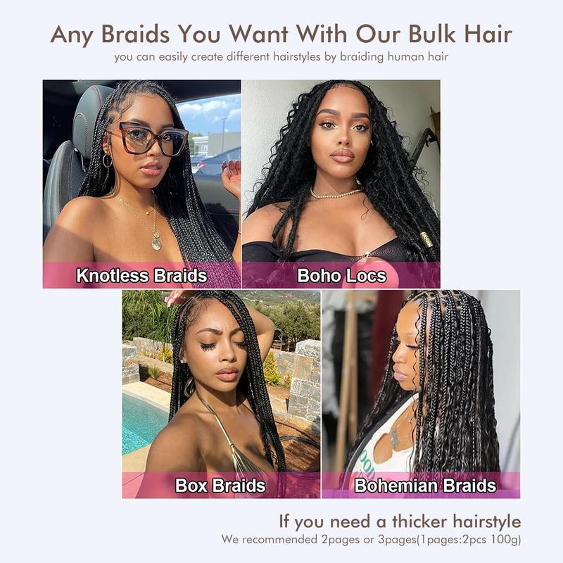 Deep Wave Bulk 100% Human Hair For Braiding No Weft Bundle Natural Black Virgin Hair Boho Braids #P4/27 Trendy In Summer Extensions 100G/Pc