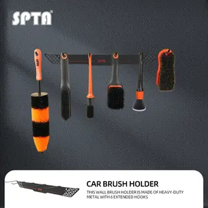 SPTA Detailing Brush Towels Hanger Detailing Brush Holder 6 Organizer Hooks Wall-Mounted Hanger Rack Car Care Organizer, Ideal for Garage Cleaning Towels Brush Car Cleaning Tools