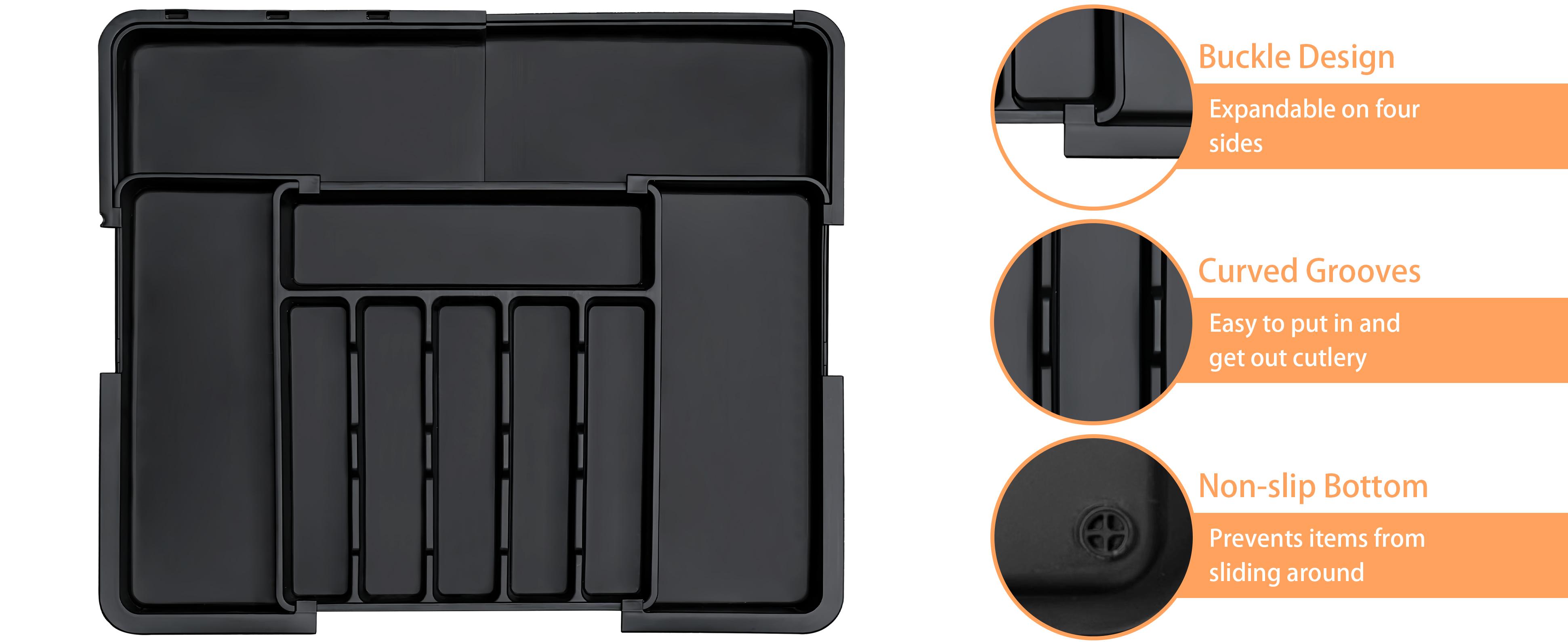 【SUHOPE】【Holiday Deal】Silverware Organizer Expandable Kitchen Utensil Drawer Organizer with 9 Compartment Large Cutlery Organizer Tray for Forks Knives 13" - 22"W ,14.5" - 19"L