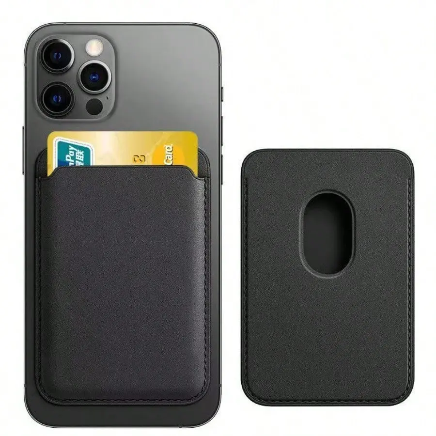 Minimalist Magnetic PU Mobile Card Holder - Universal Phone Accessory for Men, Compatible with ID, Memory & SIM Cards, Smartphone, Cellular Devices, Electronic Gadgets