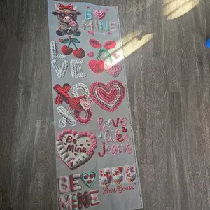 XOXO Cherry Gang Sheet DTF 10 Adult Size Images with Love Like Jesus Motifs and Be Mine Heart Designs