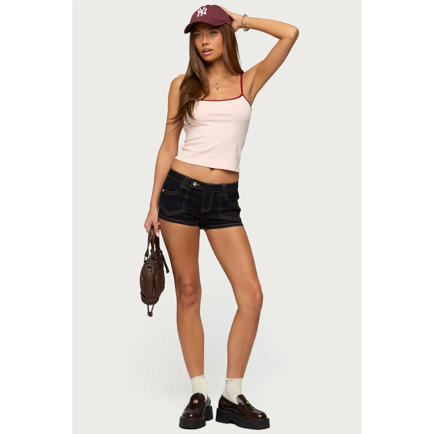 Quinne Contrast Stitch Denim Shorts