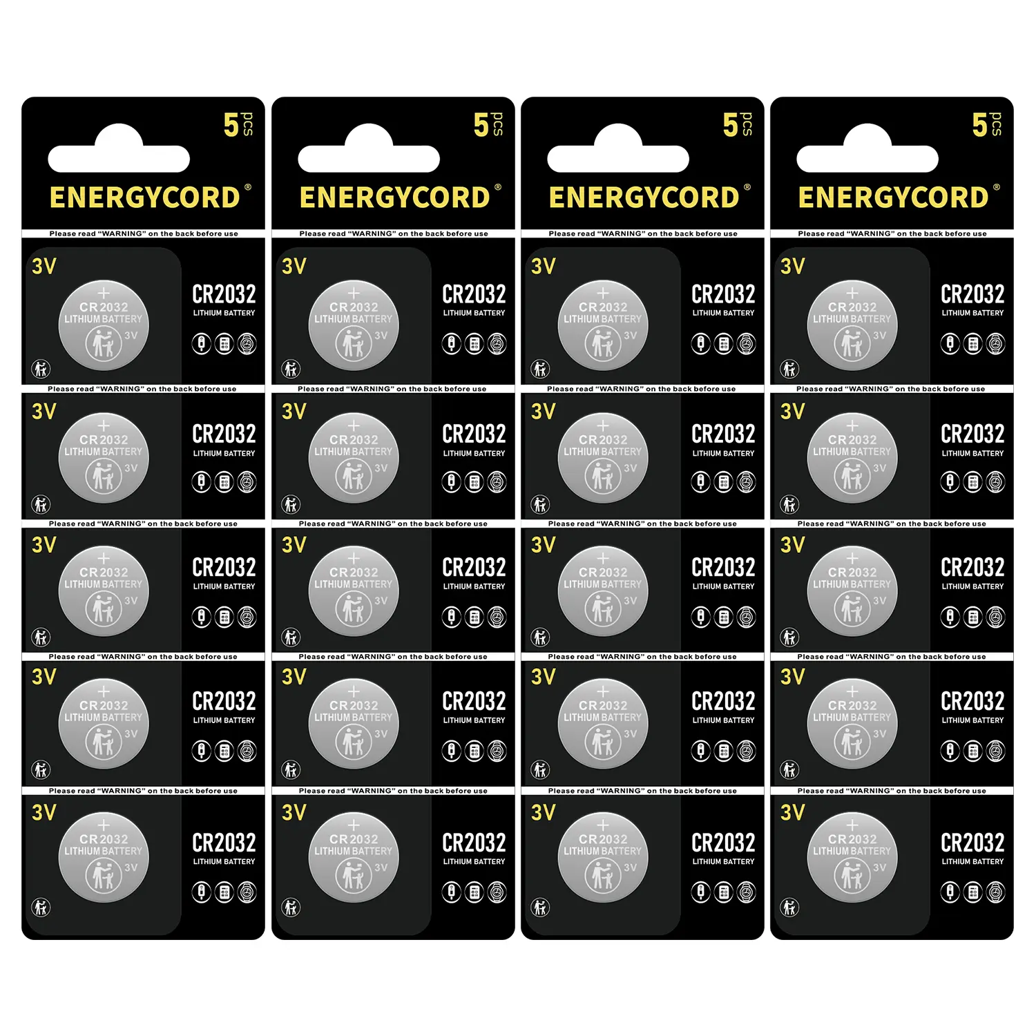 ENERGYCORD High Capacity CR2032 3V Lithium Button Batteries (20-Pack) - Leak-Free, Long-Lasting for Electronics Accessories and Devices