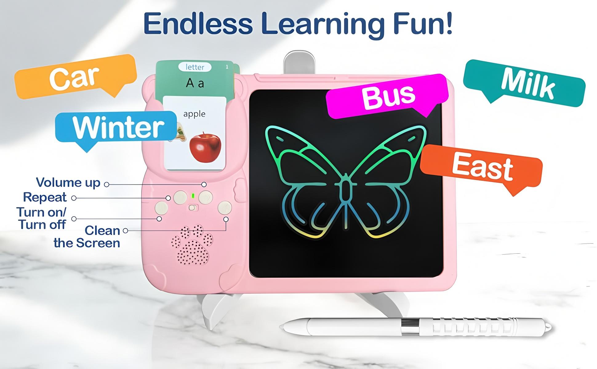 KIDGENIUS English & Spanish Smart Learning Tool with Strengthened Design, Vocabulary Cards, and Outdoorfun Feature - Great Educational Toy for Kids Animals