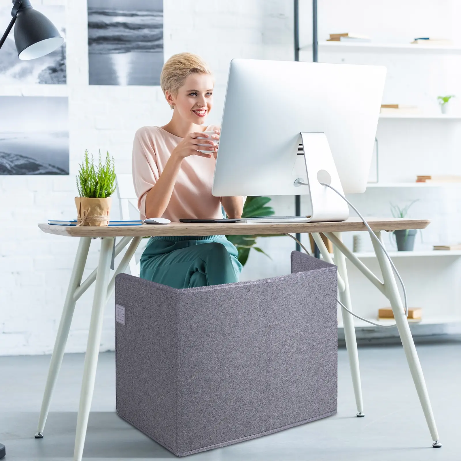 Portable Quiet Under-Desk Floor Foot Warmer - Adjustable Heating Electric Panel Heater with Thermostat, Timer, Safety Features - 130x50cm for Office, Home Computer Desks