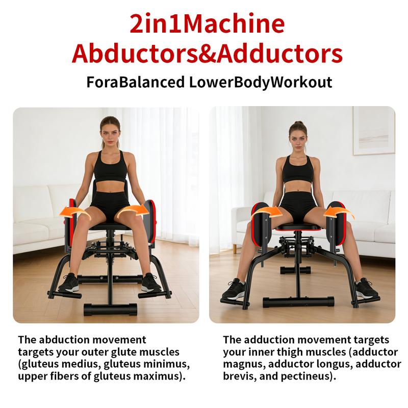 2-In-1 Glute Machine - Hip Abduction & Adduction Exercise Equipment - 3 Resistance Levels For Glute Strengthening, For Home Use, Upper Back Exerciser, Adjustable Glute Trainer, Thigh Workout Equipment For Hip Sculpting & Butt Lifting