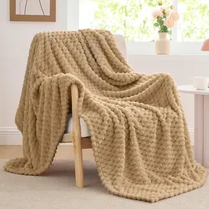 【Only 1 Gift Per Customer】Random Color Shipping, Fleece Throw Blanket for Couch - Soft & Warm Fluffy Black Blanket, Decorative and Giftable Striped Blankets for Women, Men, Decorative Giftable, Striped Blanket for Couch