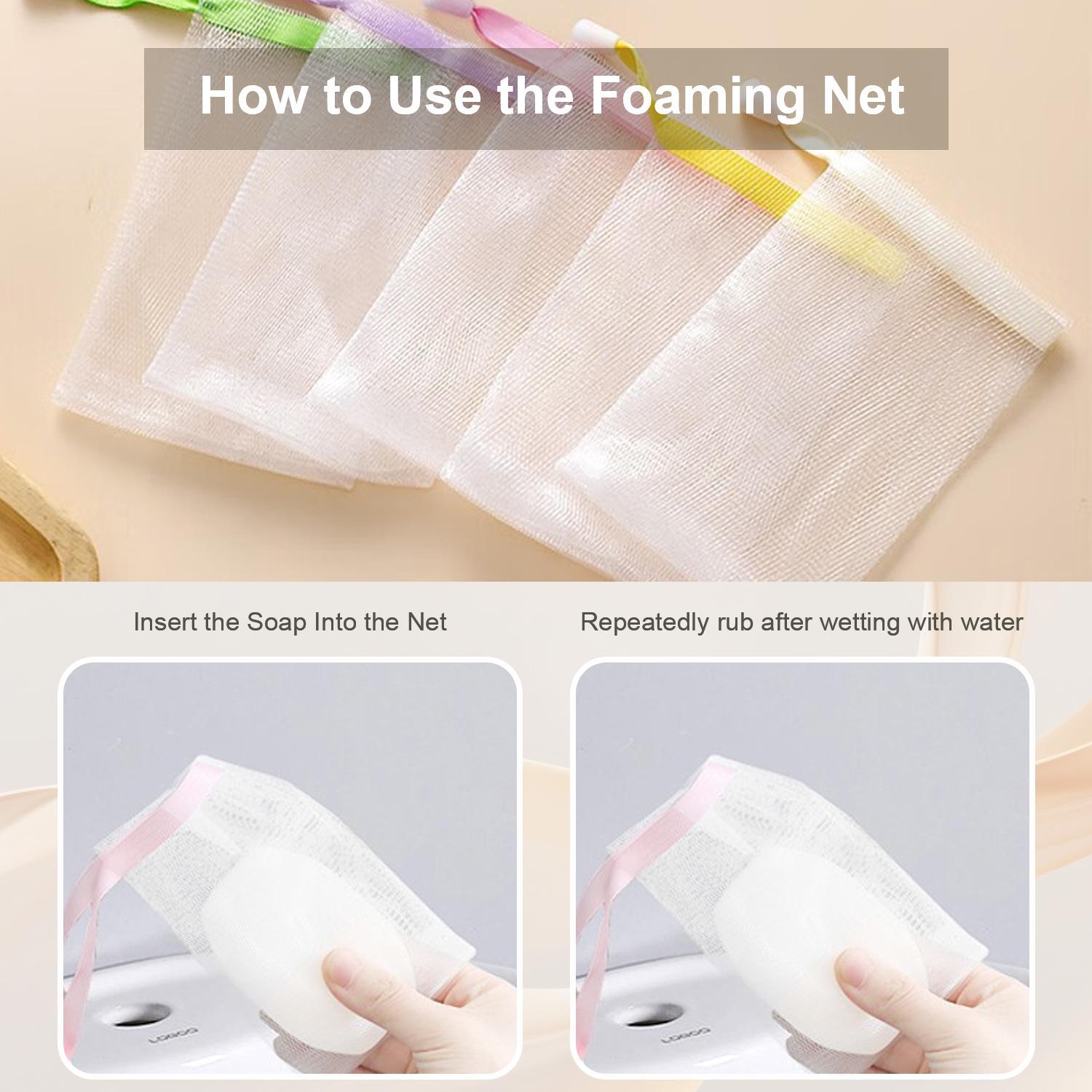 10 PCS Large Foaming Exfoliating Mesh Soap Pouch Double Layer Thicken Foam Net Soap Saver Sack Drawstring Holder Bags Multicolor for Luxurious Bath & Shower Experience