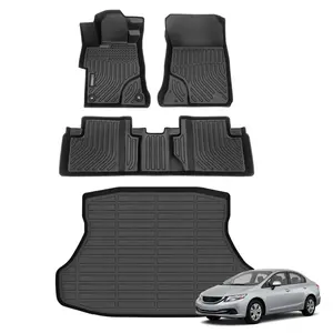 COLANAT for Honda Civic Sedan 2012-2015 Floor Mats & Cargo Liner Set (Not for Coupe/Hybrid), 3D Custom Fit All-Weather Car Liners, High-Wall Waterproof, Eco-Friendly Odorless, Non-Slip, Scratch-Resistant, Durable, Easy Clean