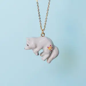 Polar Fox Necklace | Camp Hollow Ceramic Animal Jewelry | Porcelain Pendant