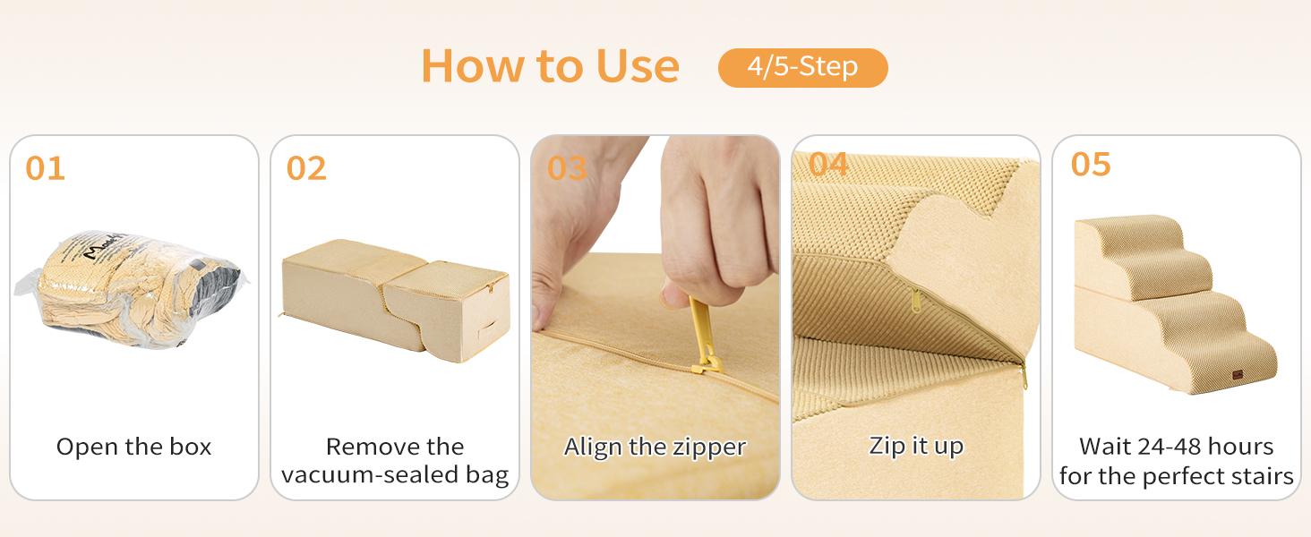 Made4Pets Dog Stairs and Ramp for Bed 3-5 Step Non-Slip for Small Dogs Up to 35lbs Design for Dogs and Cats Indoorfun Home Safe Climbing Boost Physical Activity