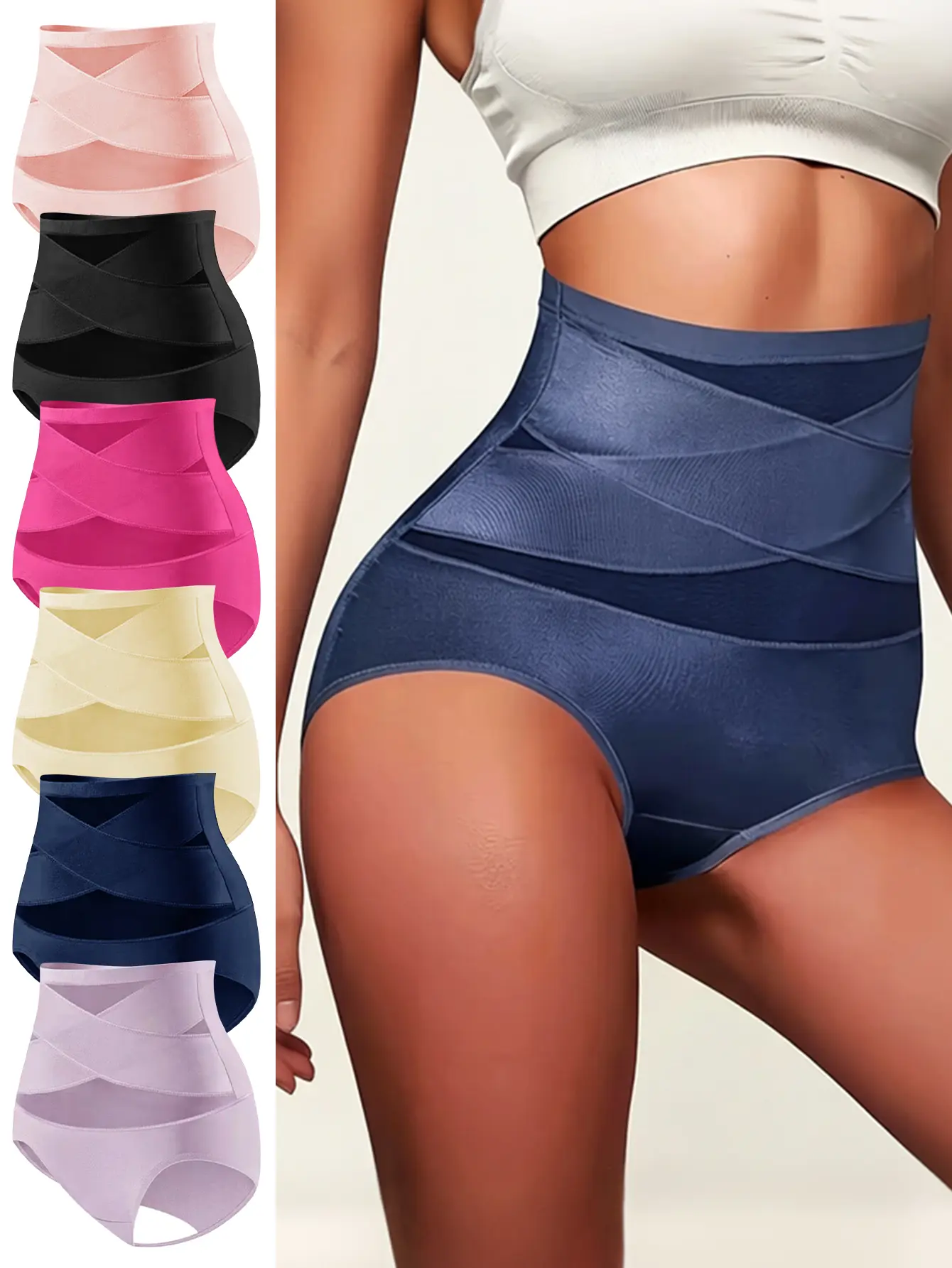 Pack of 6 women’s comfortable high-waist shaping shorts; seamless tummy control shapewear; butt-lifting shaping shorts; silky, soft, breathable fabric; highly elastic, close-fitting women’s apparel; hip-shaping women’s clothing.