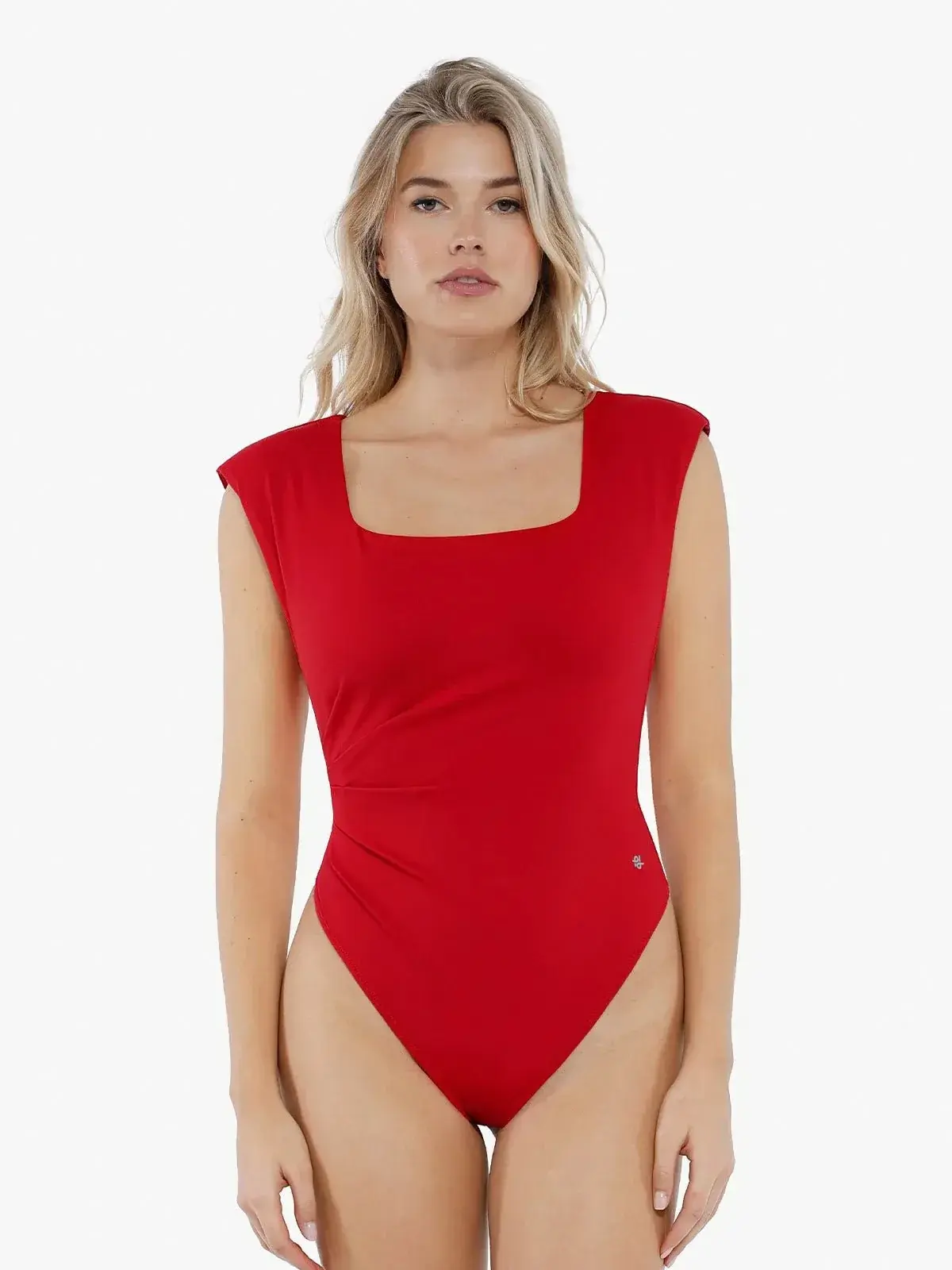 Popilush Square Neck Bodysuit Shapewear with Padded Shoulder Slimming Seamless Design Backless Bodysuit Fashion Basic Top for Jeans and Skirts Fit Chic Casual Style