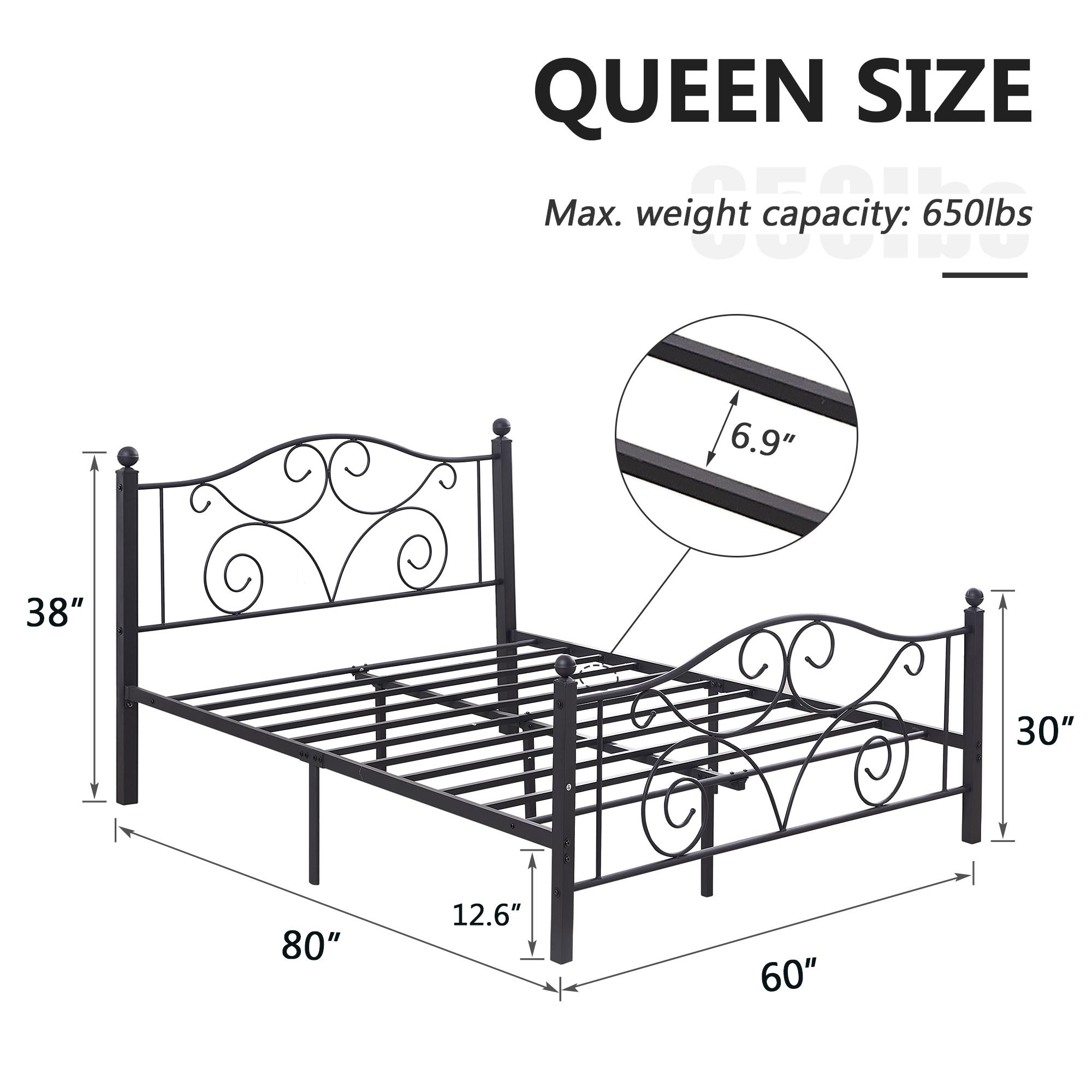 VECELO Bed Frame Heavy Duty Metal Platform Support Twin Full Queen Size with Strong Metal Headboard Footboard,No Box Spring Needed,Easy Assembly,Pink White traditional bed