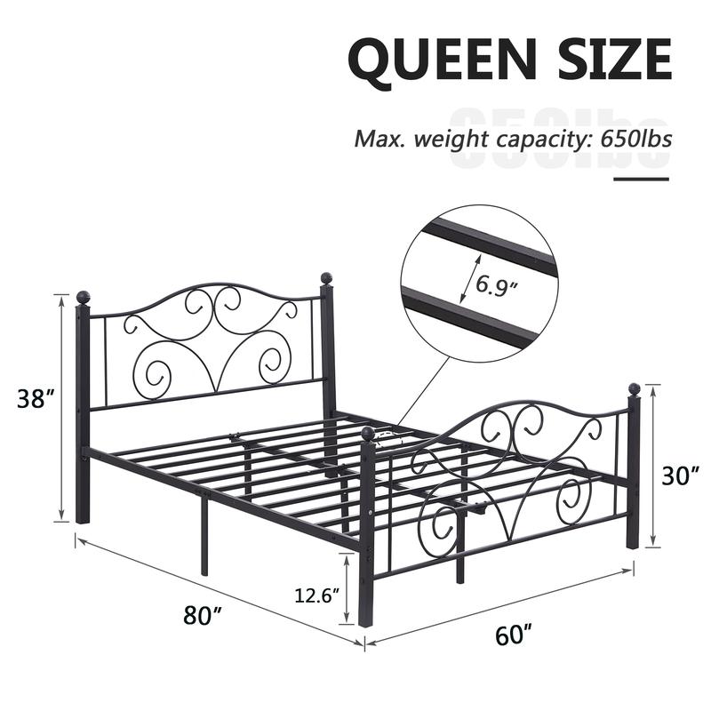 VECELO Bed Frame Heavy Duty Metal Platform Support Twin Full Queen Size with Strong Metal Headboard Footboard,No Box Spring Needed,Easy Assembly,Pink White traditional bed