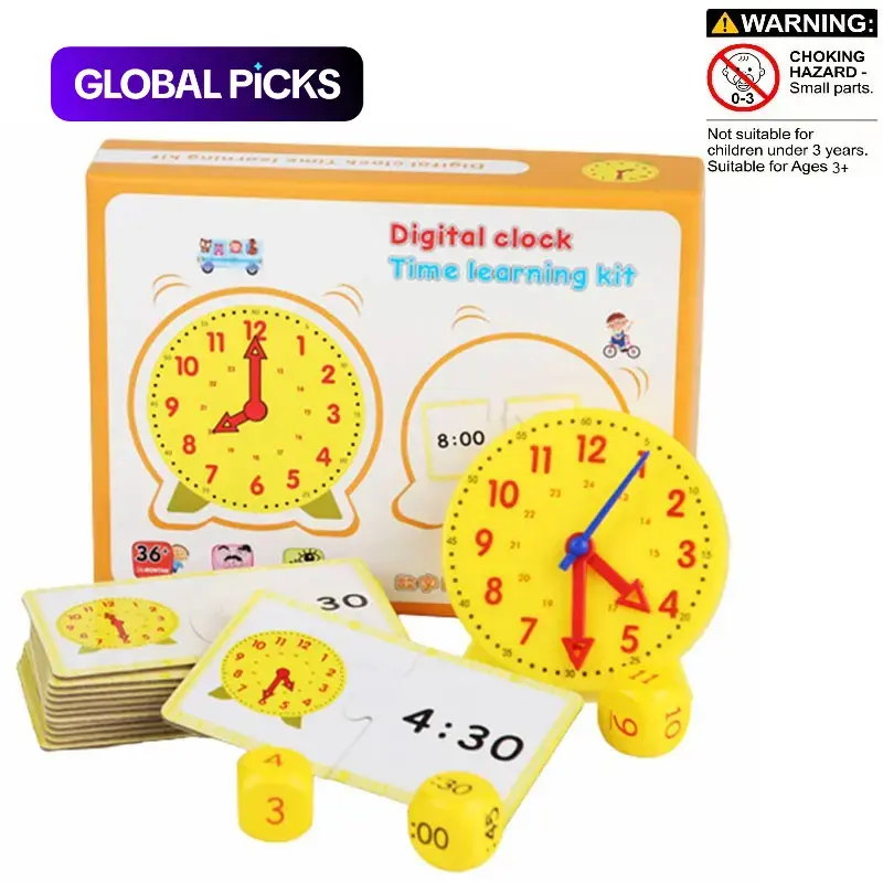 Unisex Kids Math Learning Teaching Time Demonstration Clock Model Set - 4-6 Years, Adjustable Time, Interactive Fun, Adaptable Learning Styles Educational Materials, No Battery Needed, Not for Children Under 3 Years