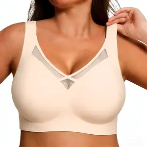 Womens Jelly Bras Full Coverage Wireless Supportive Bra Push Up Plus Size Comfort Soft No Underwire Seamless Comfortable Wireless T-Shirt Everyday Bras Wings