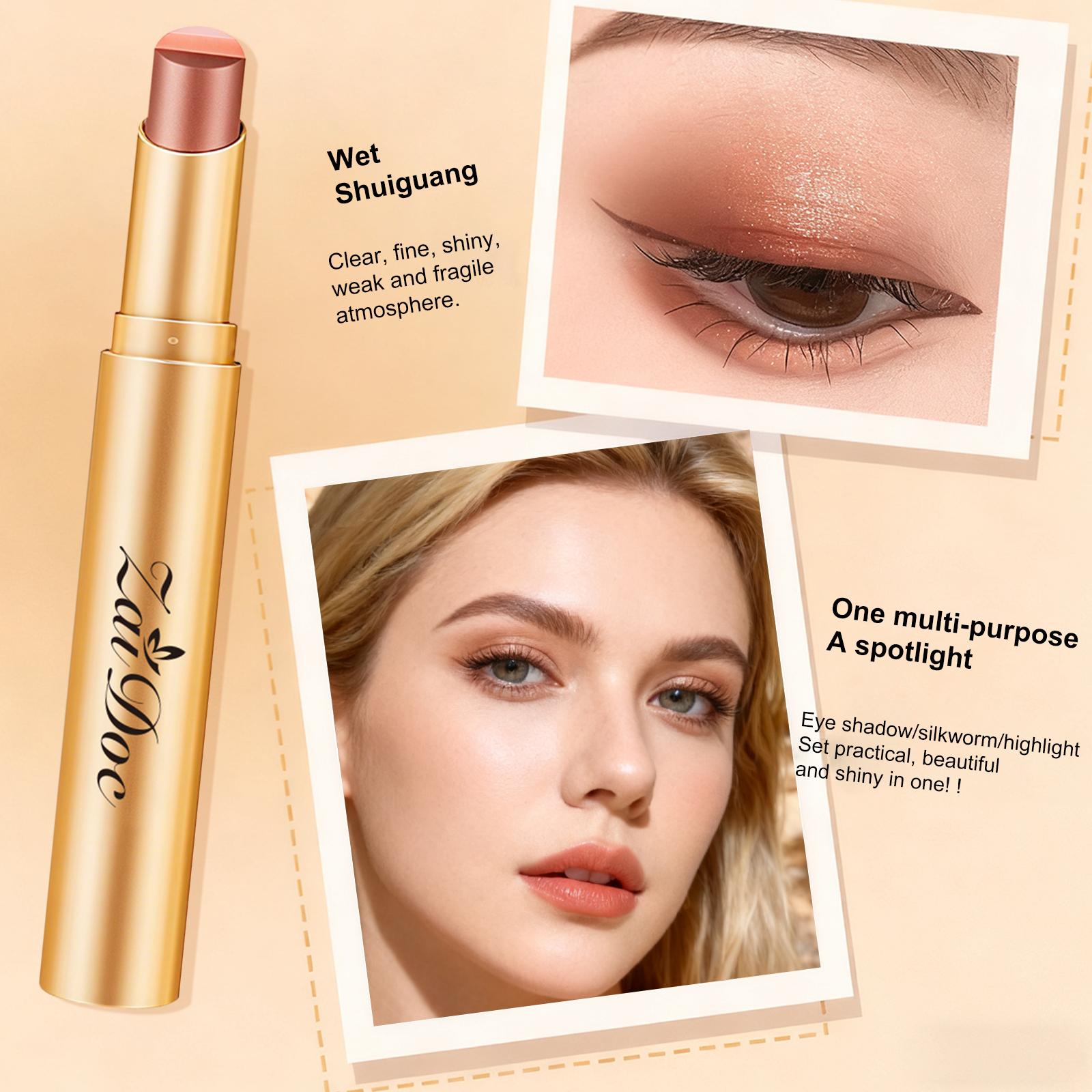3-in-1 Easy Eyeshadow Stick for Beginners，Smudge-Proof in Seconds, One-Stroke Application，Creamy Shimmer Trio Eyeshadow Stick