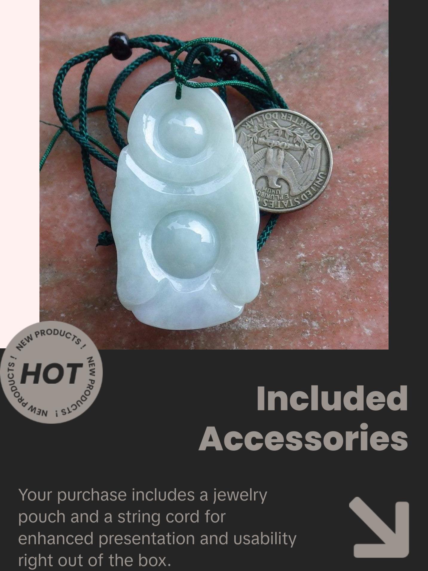 Certified Hand Carved Green Natural Myanmar Burma A Jade Jadeite Buddha God Lucky Amulet Pendant Necklace