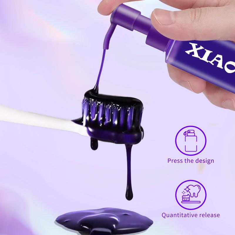 XIAOKS Pump Type Purple Toothpaste Controlled Release No Waste Xanthan Gum Sodium Phytate Formula Cleans Teeth Long Lasting Freshness Creates Shiny Beautiful Teeth Rich Foam Deep Cleaning Keeps Breath Fresh All Day
