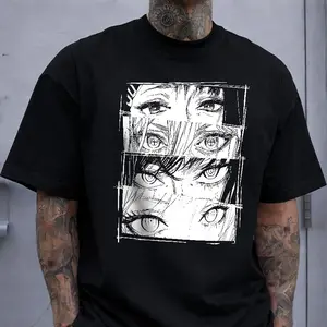 Anime Eyes Panel T-Shirt, Manga Style Eye Collage Graphic Tee