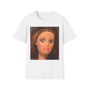 Surprised Doll Face T-Shirt Funny Barbie-Style Expression Tee