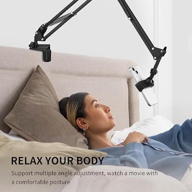 UGIFT Adjustable Bed Phone Holder with Long Arm Clip - Metal Stand for Phones & Tablets - Easy Installation & Stable Viewing Angle