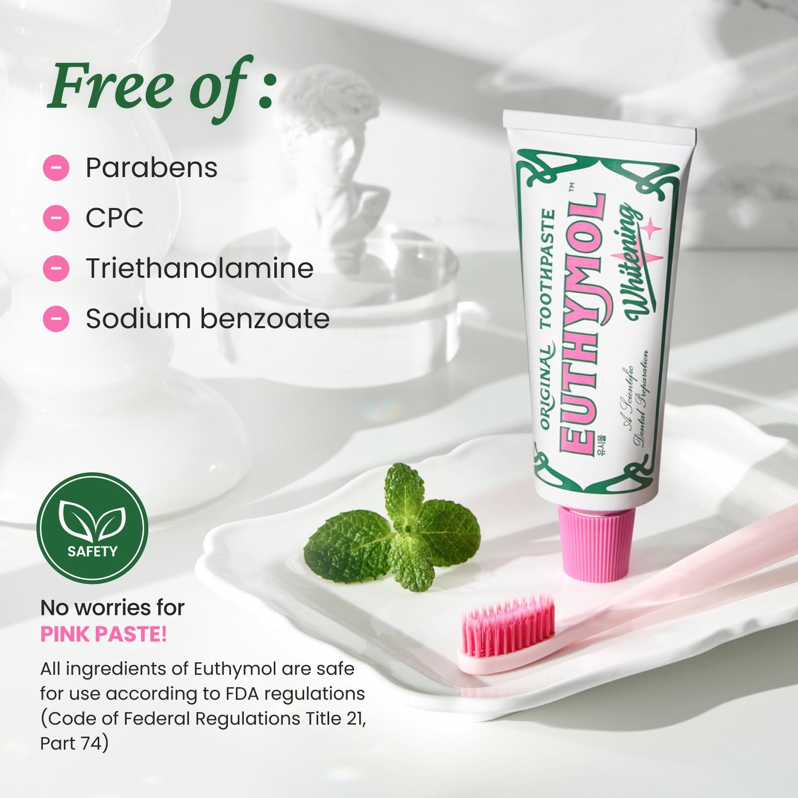 Euthymol Whitening Toothpaste & Toothbrush Set (White)– Removes Coffee & Tea Stains, Gentle on Sensitive Teeth, Korean Oral Care