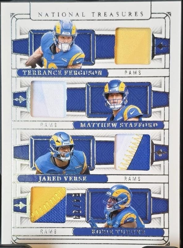 2025 PANINI NATIONAL TREASURES  Quad Patch Matt Stafford, Ferguson, Verse /99 RAMS