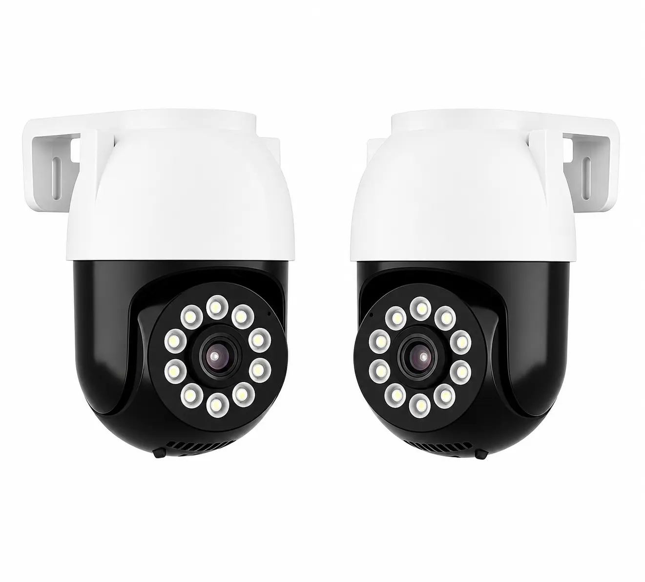 2-Pack Home Security IP Camera, 2K 360° PTZ Rotation, IP66 Waterproof, Motion Detection Alarm, 2-Way Audio, Color Night Vision, 2.4G Wi-Fi, Micro SD Support, Phone-Compatible Indoor/Outdoor Monitoring Camera with Lens, Recording & Manufacturer Warranty