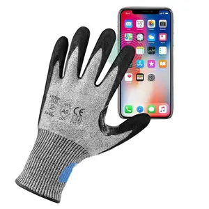 A9 Cut Resistant Gloves,Cut Resistant Work Gloves,Cut Proof Gloves Nitrile Coated For Metal Fabrication,Woodworking, Construction,Touch Screen,Large Cleaning