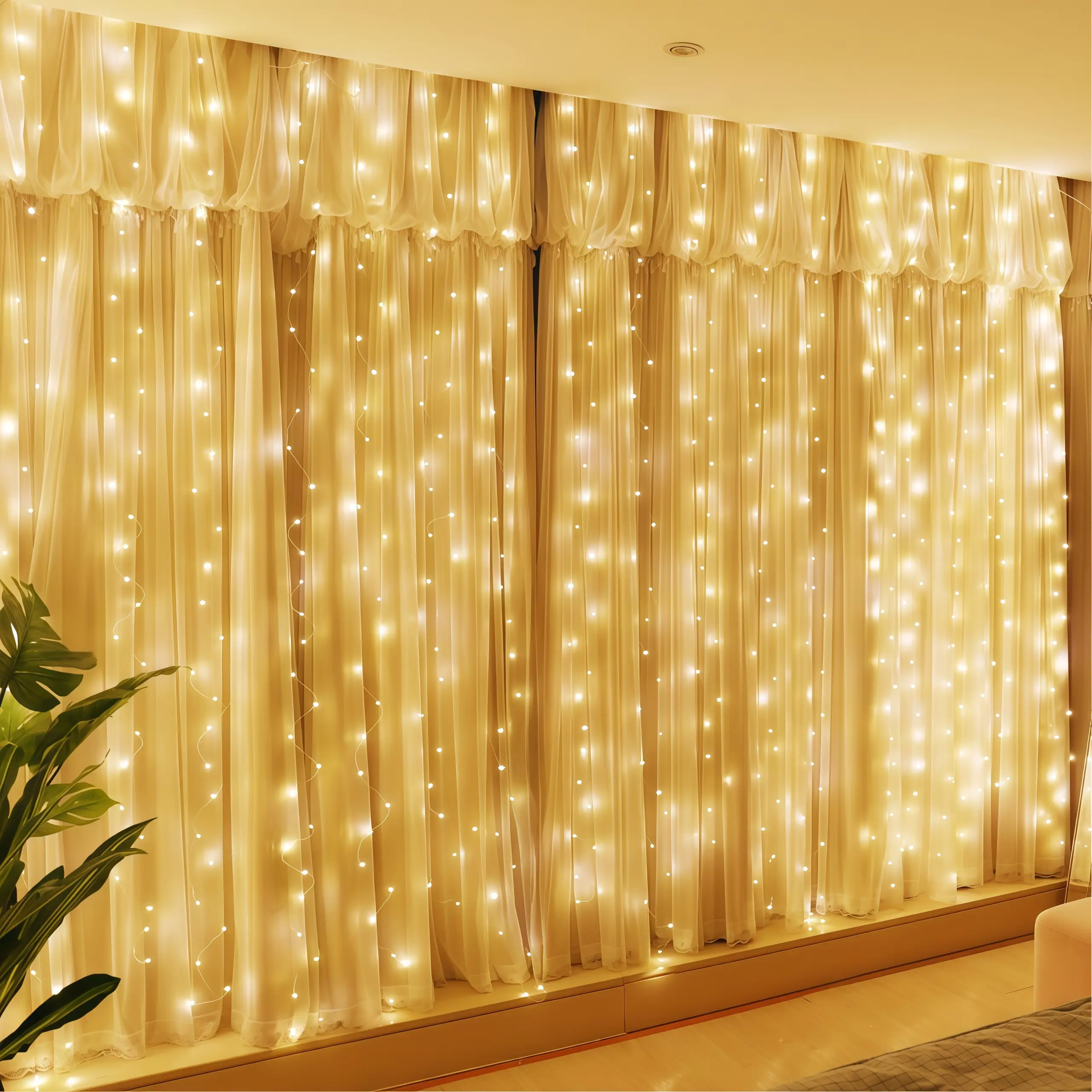 LED Curtain Light String USB-Powered with Remote Control 8 Lighting Modes for Weddings Bedrooms & Living Rooms Decorative Ambient Lighting, Atmosphere Light, Led Mood Lighting