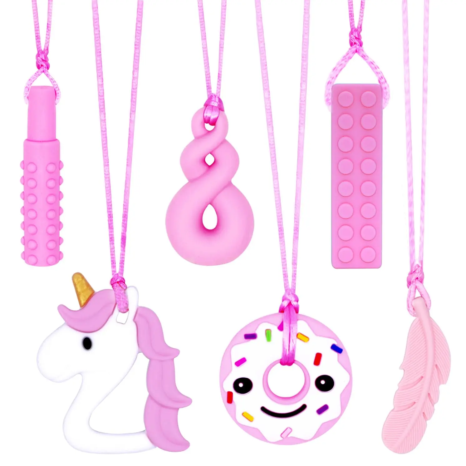 JNS49 Chew Necklaces for Sensory Girls and Adults, Sensory Necklace for Kids with Autism, ADHD,SPD, Chewing, Teething or Special Needs, Oral Sensory Necklace for Kids Adult Reduce Anxiety Fidgeting