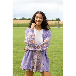 Posie Crochet Purple Sweater