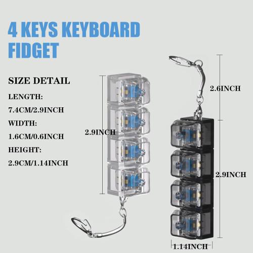 4PCS Keyboard Fidget Clicker Keychain Toy, Clear Mechanical Button Finger Fidget for ADHD, Anxiety & Autism, Addictive Stress Relief Desk Toy, Fun Gift for Friends, Teens & Adults 4PCS Keyboard Fidget Clicker Keychain Toy, Clear Mechanical Button Finger Fidget for ADHD, Anxiety & Autism, Addictive Stress Relief Desk Toy, Fun Gift for Friends, Teens & Adults