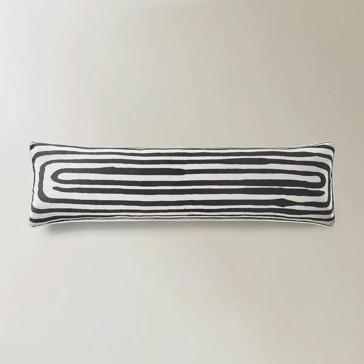 Z Gallerie Eren XL Abstract At-Home Lumbar Pillow, 42in Black, Modern Polyester Fabric, Feather Fill, Graphic Print, Slub Texture, Abstract Lumbar Pillows, At-Home Lumbar Pillows