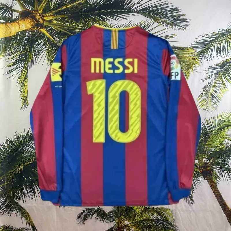 2010 2011 Home retro No.10 Messi long sleeveSoccer jersey  Crafted with Premium Artistry