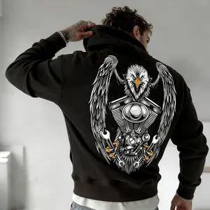 2026 Spring Summer Mens Hoodie Premium Polyester Soft Fabric Unisex Hoodie Relaxed Fit Pullover with Eagle Wings Graphic Patriotic Biker Streetwear Top Ideal for Motorcycle Rides Daily Wear Casual Outings Perfect for 59°F+ Weather Great Gift for Boyfriend