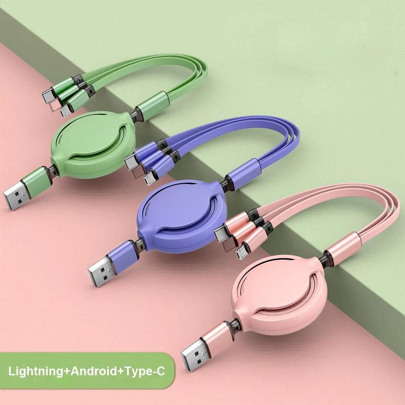 3-in-1 Multi-Port Charging Cable - Fast Charging for iPhone, Android & Type-C, Simultaneous Charging, Free Interface Switching 3-in-1 Multi-Port Charging Cable - Fast Charging for iPhone, Android & Type-C, Simultaneous Charging, Free Interface Switching