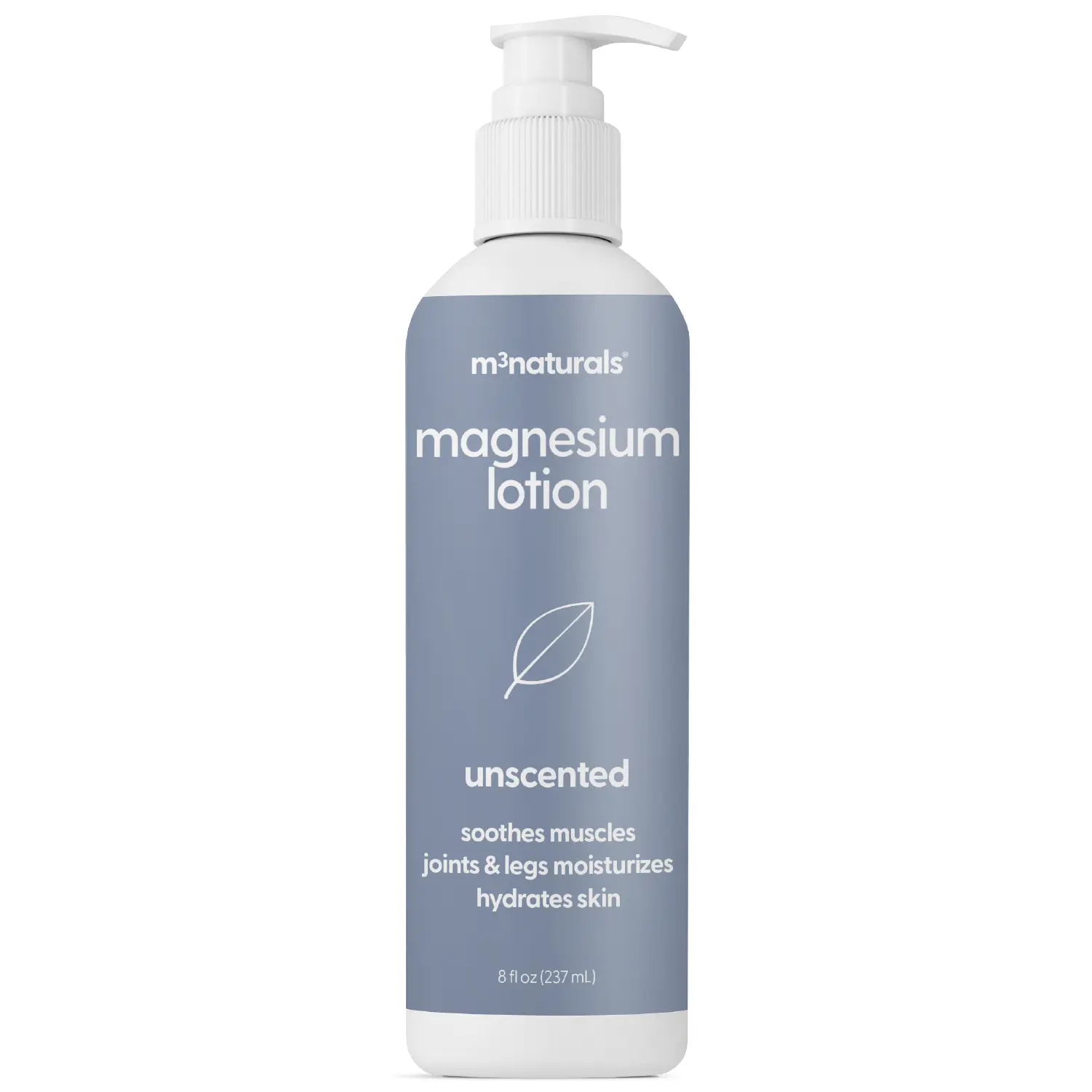Unscented Magnesium Lotion for Sleep & Leg Cramps, Suitable for Sensitive Skin, Helps with Muscle Relaxation, Soothes Tired Legs & Foot Aches and Supports Restful Nights, 8 fl oz by M3 Soothing & Moisturizing Body Care Products