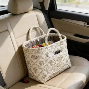 Car Storage Basket Organizer, Multi-Purpose Car Interior Accessories, Durable & Space-Saving Design for Vehicles, Car Accessory,Boho Fabric Storage Basket, Large Capacity Laundry Basket