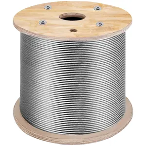 1/8" x 500ft 316 Marine Grade Stainless Steel Cable Railing - 1x19 Strands Braided Aircraft Cable for Deck Rail, Stair Handrail, Porch & Fence Balusters