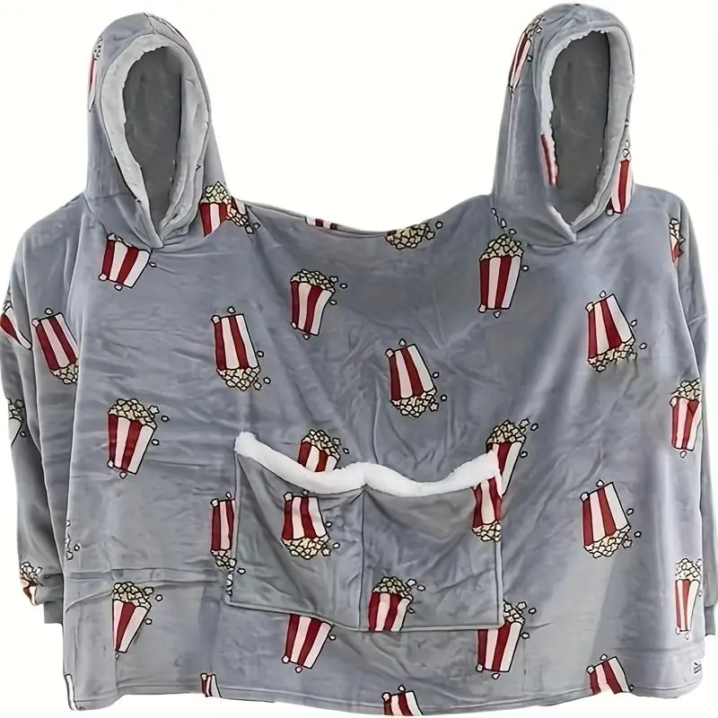 Couples Hoodies Pajamas, Oversized Matching Onesies Sweatshirts, Two Person Hoodie with Pockets, Polyester (Polyester Fiber), Mixed Color, with April Fool'S Day Gift, Birthday Gift, Valentine'S Day Gift, Prank Gift