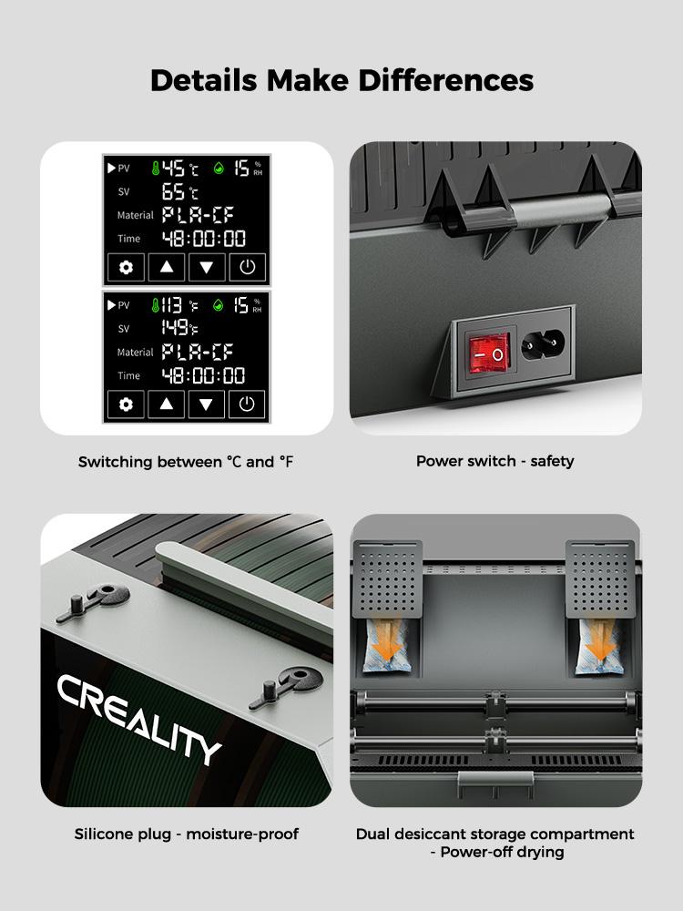 Creality Space Pi Filament Dryer Plus - Dual-Spool Filament Dryer Box for 3D Printing with PTC Heater
