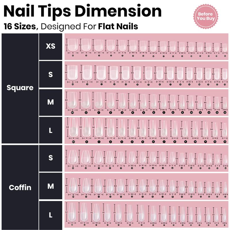 Beetles Tipex Pre-Building Instant Apex Nail Tips Kit – Stiletto Square Almond Coffin, 224PCS in 16 Sizes | Pre-Etched, Thick Full Cover Acrylic Tips with Nail Glue, Base & Top Coat, Nail Prep Kit, Mini UV Lamp Manicure Art DIY Long Lasting Gift for Women