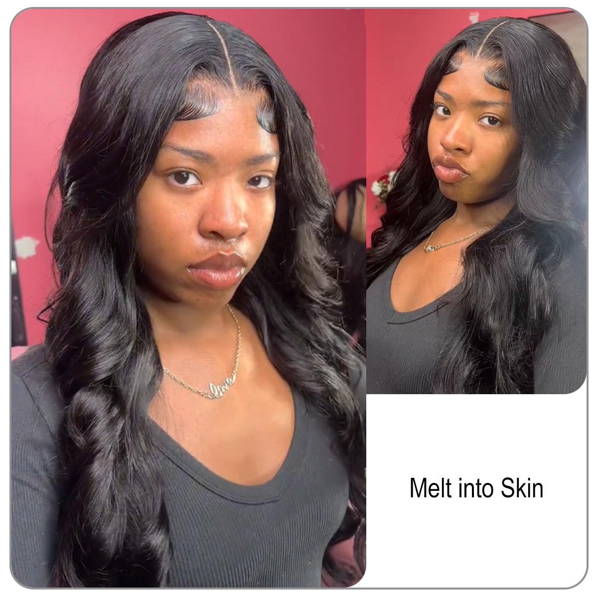 [Wequeen] 2x6 HD Lace Closure Straight Body Wave Skin-Like Closure Human Hair, Soft & Natural, Durable & Lightweight, 14-18 Inch, #1B Natural Black